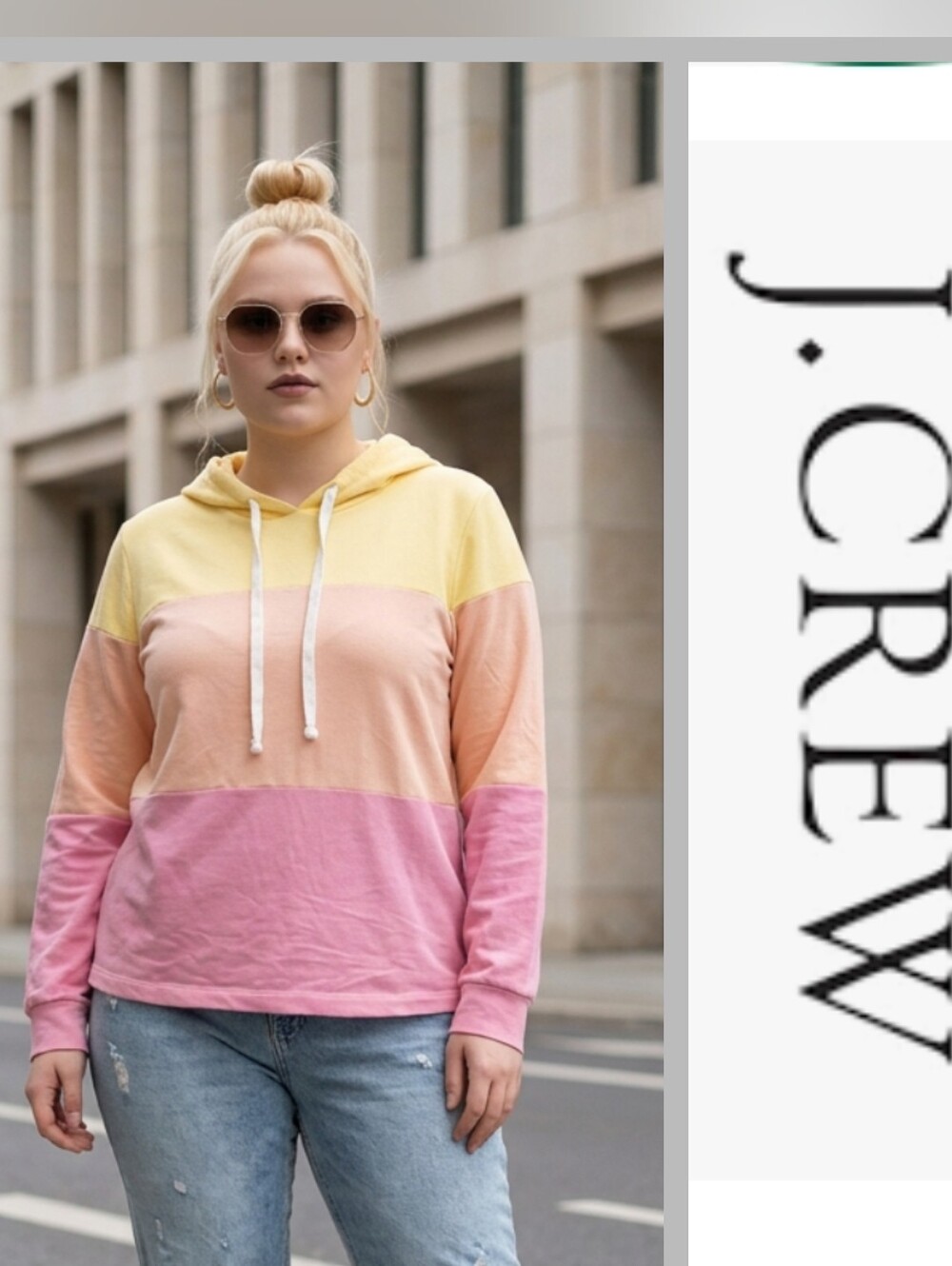 J. Crew Tricolor Stripe Pullover Hoodie